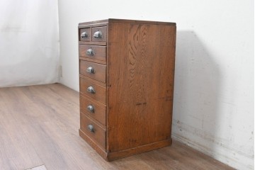 和製アンティーク　栓材　引き出し7杯のレトロなサイドチェスト　(R-087777)