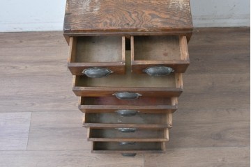 和製アンティーク　栓材　引き出し7杯のレトロなサイドチェスト　(R-087777)