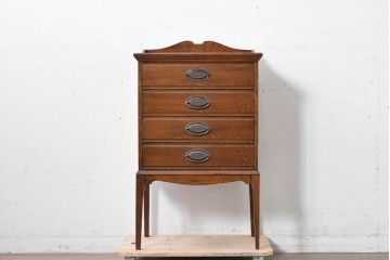 イギリスヴィンテージ　CHARLES JENNER & COMPANY　落ち着いた木味と軽やかさを感じる引き出し式のレコードケース　(R-087779)