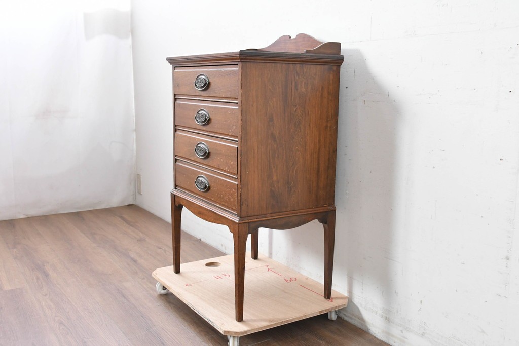 イギリスヴィンテージ　CHARLES JENNER & COMPANY　落ち着いた木味と軽やかさを感じる引き出し式のレコードケース　(R-087779)