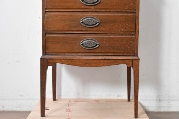 イギリスヴィンテージ　CHARLES JENNER & COMPANY　落ち着いた木味と軽やかさを感じる引き出し式のレコードケース　(R-087779)