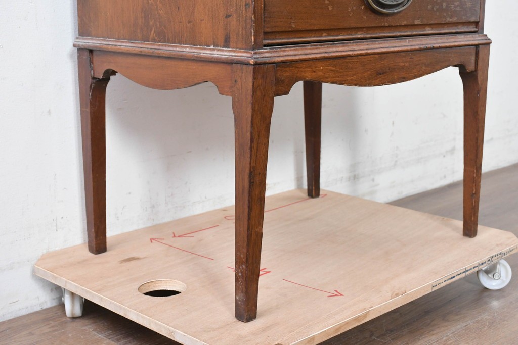 イギリスヴィンテージ　CHARLES JENNER & COMPANY　落ち着いた木味と軽やかさを感じる引き出し式のレコードケース　(R-087779)