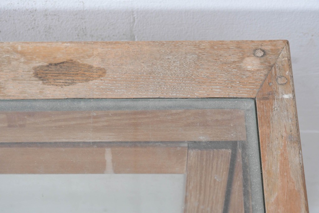 和製ヴィンテージ　楢(ナラ)材　素朴な風合いが魅力のガラスショーケース　(R-087781)