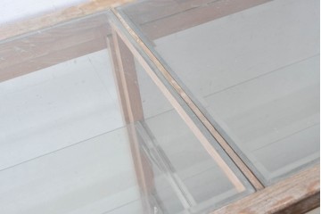 和製ヴィンテージ　楢(ナラ)材　素朴な風合いが魅力のガラスショーケース　(R-087781)