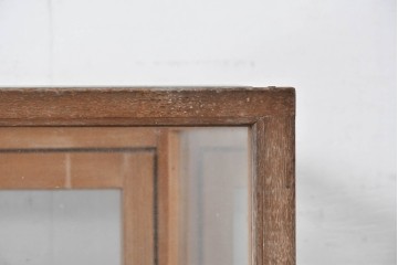 和製ヴィンテージ　楢(ナラ)材　素朴な風合いが魅力のガラスショーケース　(R-087781)