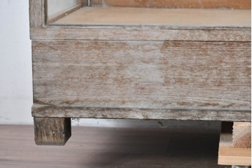 和製ヴィンテージ　楢(ナラ)材　素朴な風合いが魅力のガラスショーケース　(R-087781)