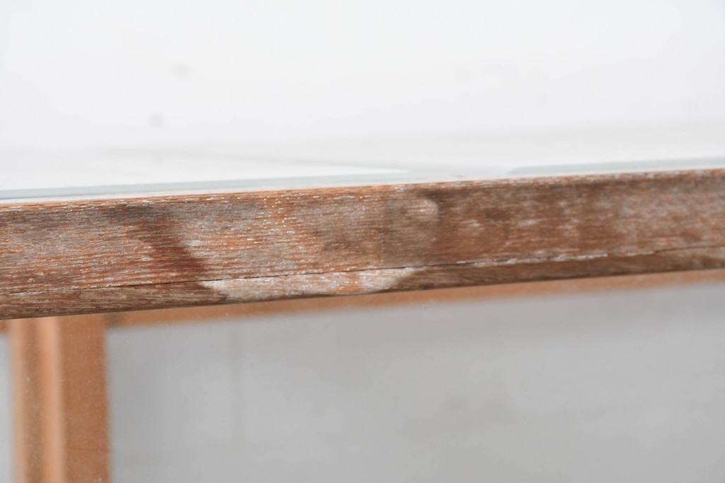 和製ヴィンテージ　楢(ナラ)材　素朴な風合いが魅力のガラスショーケース　(R-087781)