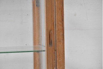 和製ヴィンテージ　楢(ナラ)材　素朴な風合いが魅力のガラスショーケース　(R-087781)