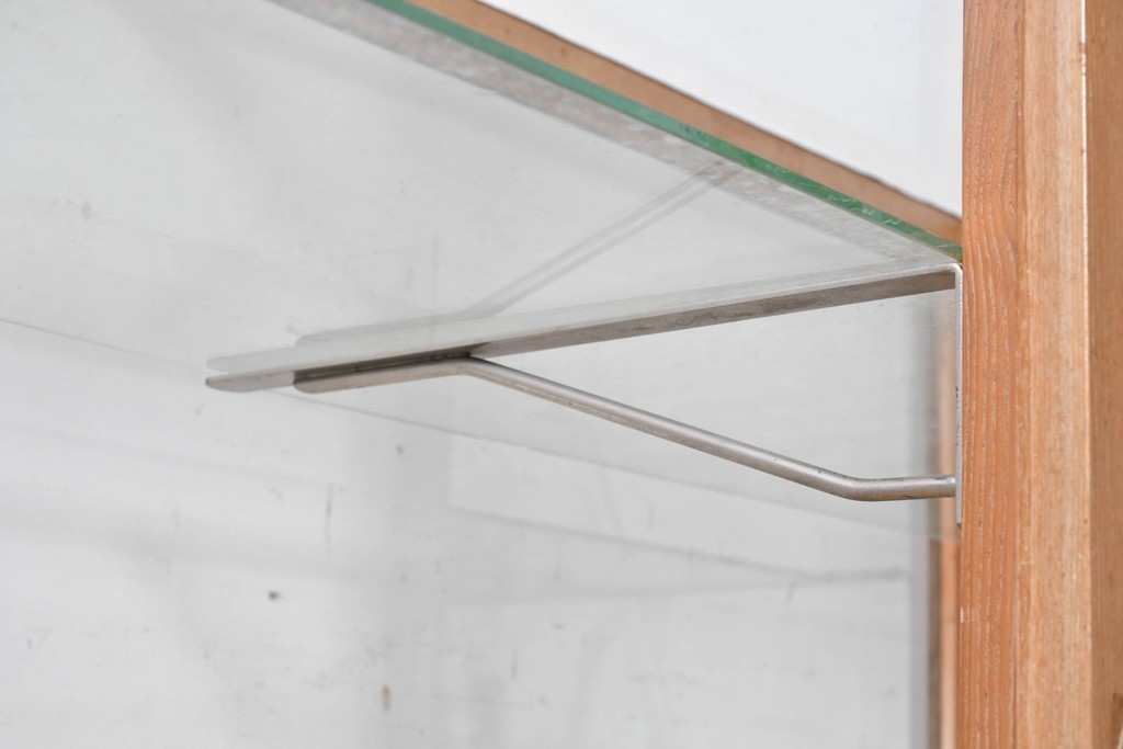 和製ヴィンテージ　楢(ナラ)材　素朴な風合いが魅力のガラスショーケース　(R-087781)