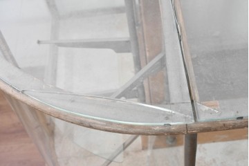 和製ヴィンテージ　伊藤製作所　曲げガラス　レトロな木製フレームの引き出し付きL型ガラスショーケース　(R-087782)