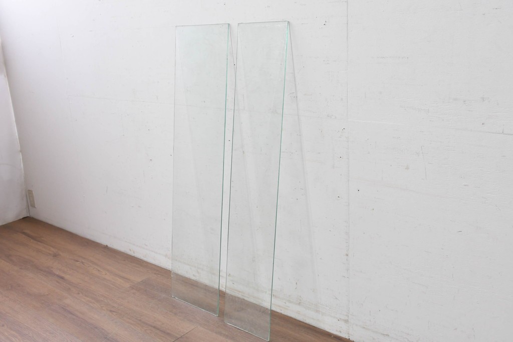 和製ヴィンテージ　伊藤製作所　曲げガラス　レトロな木製フレームの引き出し付きL型ガラスショーケース　(R-087782)