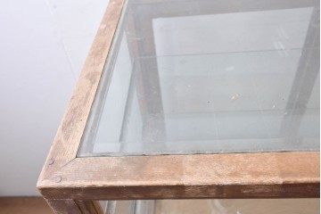 和製ヴィンテージ　楢(ナラ)材　味わい深い木肌が魅力のガラスショーケース　(R-087783)