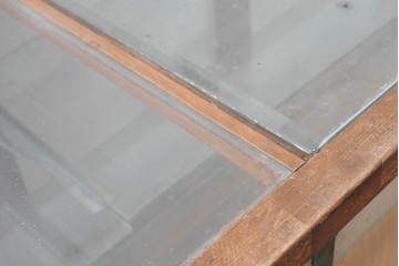 和製ヴィンテージ　楢(ナラ)材　味わい深い木肌が魅力のガラスショーケース　(R-087783)