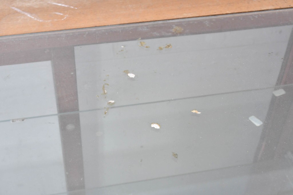 和製ヴィンテージ　楢(ナラ)材　味わい深い木肌が魅力のガラスショーケース　(R-087783)