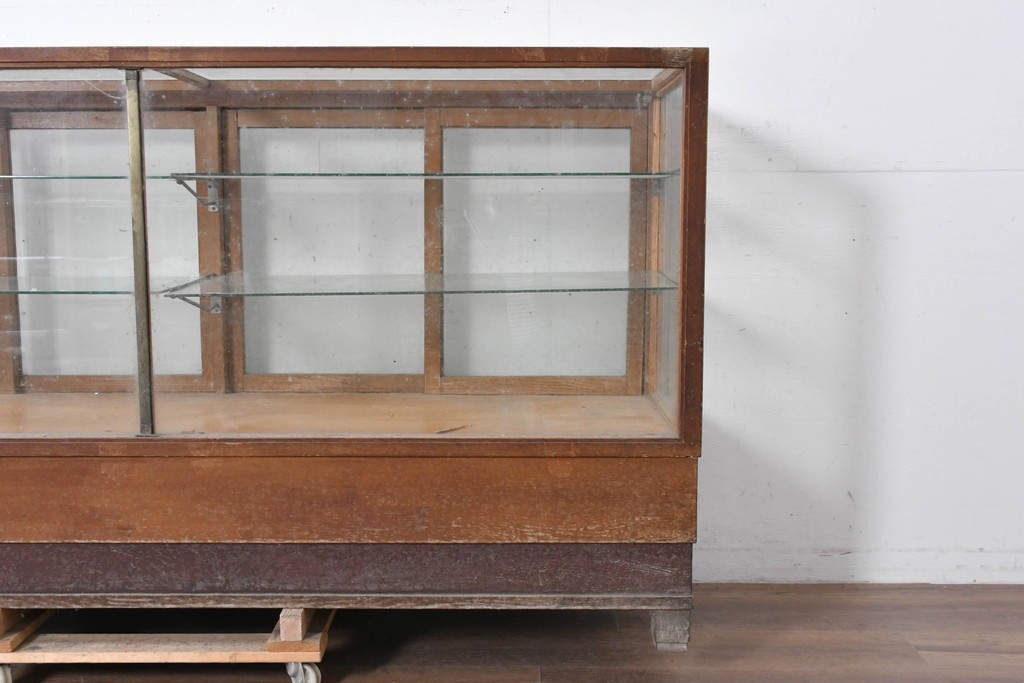 和製ヴィンテージ　楢(ナラ)材　味わい深い木肌が魅力のガラスショーケース　(R-087783)