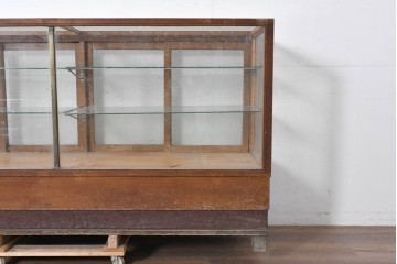 和製ヴィンテージ　楢(ナラ)材　味わい深い木肌が魅力のガラスショーケース　(R-087783)