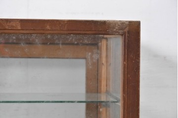 和製ヴィンテージ　楢(ナラ)材　味わい深い木肌が魅力のガラスショーケース　(R-087783)