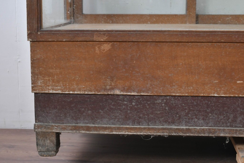 和製ヴィンテージ　楢(ナラ)材　味わい深い木肌が魅力のガラスショーケース　(R-087783)