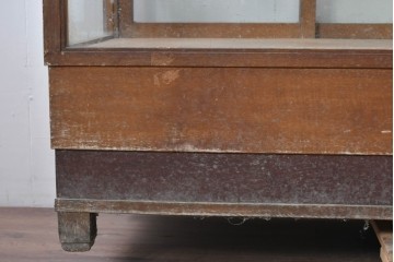 和製ヴィンテージ　楢(ナラ)材　味わい深い木肌が魅力のガラスショーケース　(R-087783)