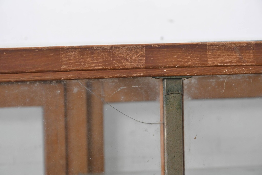 和製ヴィンテージ　楢(ナラ)材　味わい深い木肌が魅力のガラスショーケース　(R-087783)