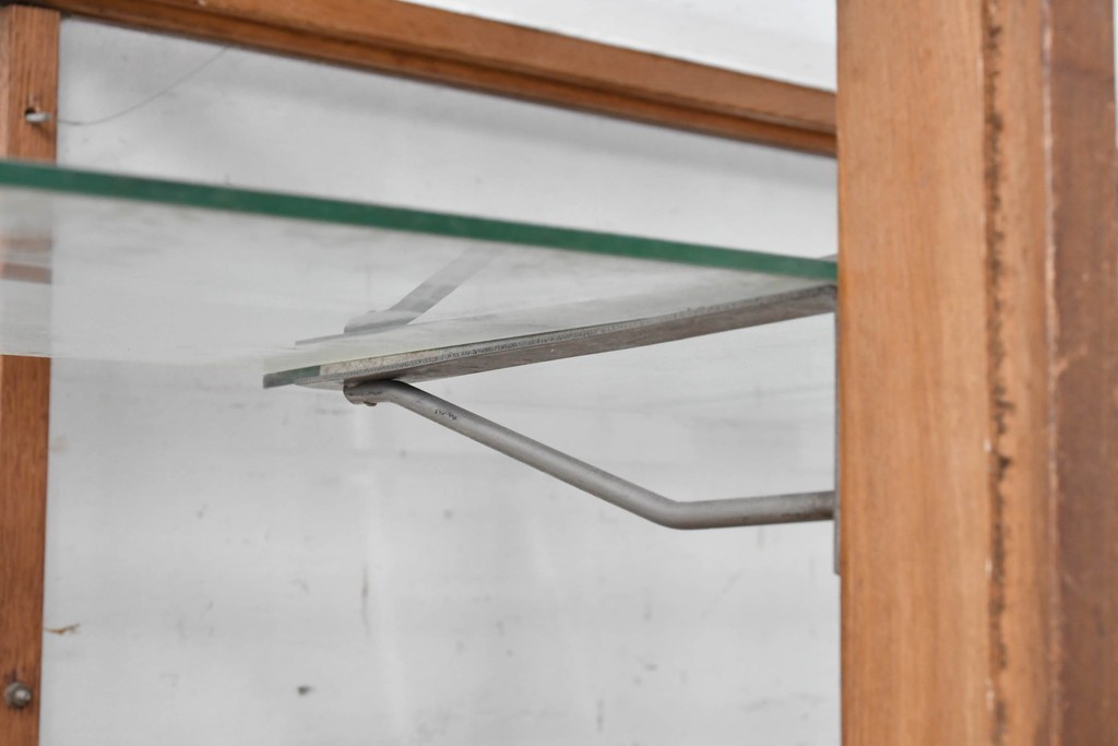 和製ヴィンテージ　楢(ナラ)材　味わい深い木肌が魅力のガラスショーケース　(R-087783)