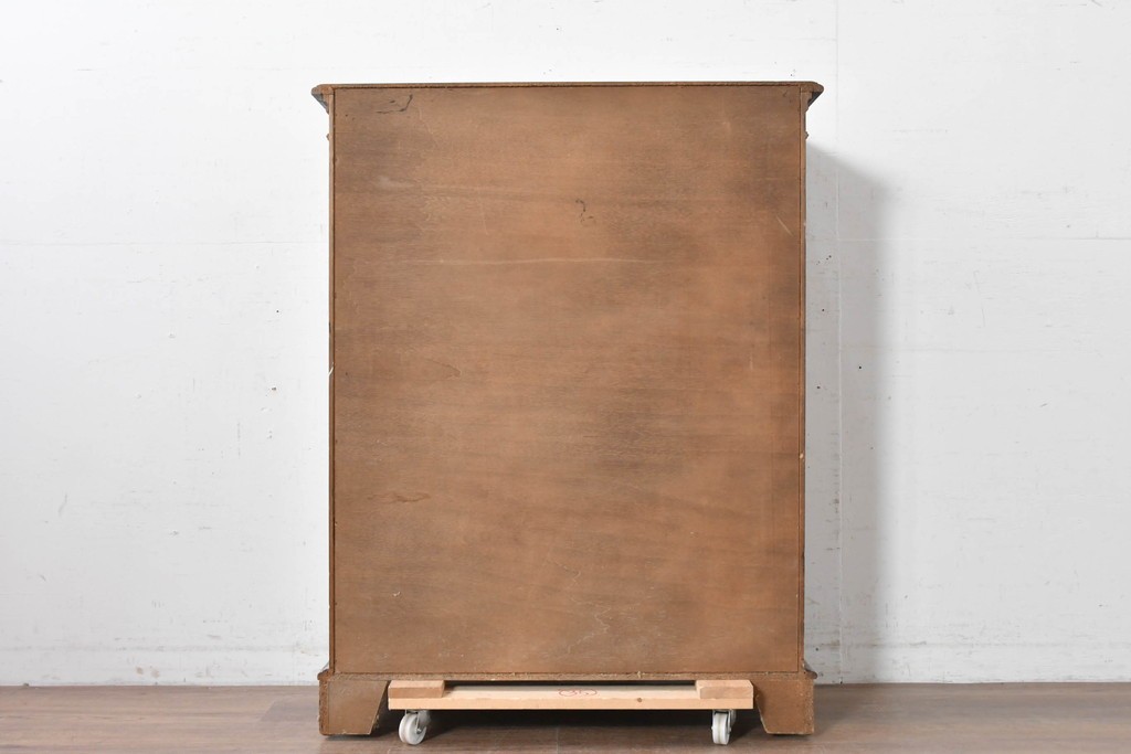 イギリスアンティーク　マホガニー材　幾何学模様のガラス扉が目を引く上品なブックケース　(R-087787)