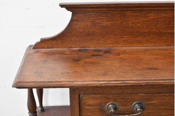 イギリスアンティーク　希少デザイン!!　オーク材　小振りサイズがうれしいステンドグラス入りキャビネット　(R-087789)