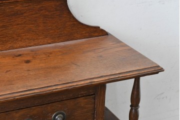 イギリスアンティーク　希少デザイン!!　オーク材　小振りサイズがうれしいステンドグラス入りキャビネット　(R-087789)