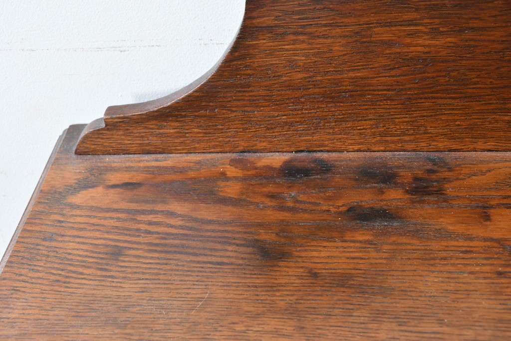 イギリスアンティーク　希少デザイン!!　オーク材　小振りサイズがうれしいステンドグラス入りキャビネット　(R-087789)