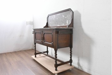 イギリスアンティーク　オーク材　バーリーシュガーツイストレッグが印象的なタオルハンガー付きのウォッシュスタンド　(R-087794)