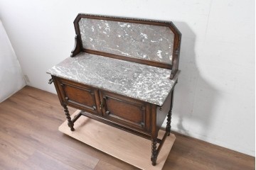 イギリスアンティーク　オーク材　バーリーシュガーツイストレッグが印象的なタオルハンガー付きのウォッシュスタンド　(R-087794)