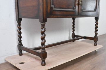 イギリスアンティーク　オーク材　バーリーシュガーツイストレッグが印象的なタオルハンガー付きのウォッシュスタンド　(R-087794)