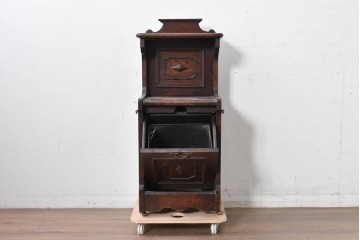 イギリスアンティーク　オーク材　クラシカルな彫刻入りのコールボックス　(R-087795)