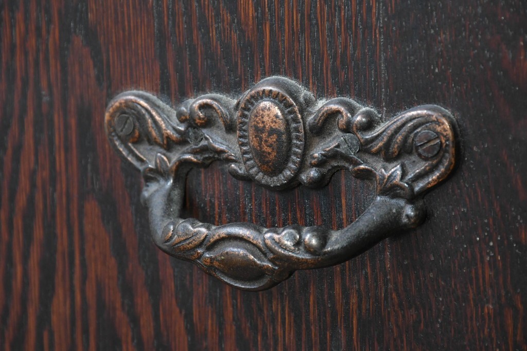 イギリスアンティーク　オーク材　クラシカルな彫刻入りのコールボックス　(R-087795)