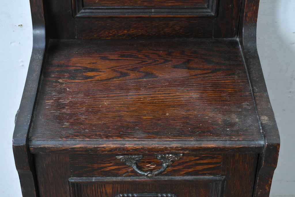 イギリスアンティーク　オーク材　クラシカルな彫刻入りのコールボックス　(R-087795)