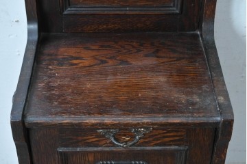 イギリスアンティーク　オーク材　クラシカルな彫刻入りのコールボックス　(R-087795)