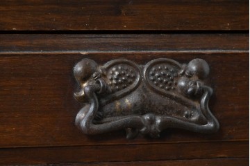 イギリスアンティーク　大理石天板　ウォールナット材　小振りサイズ　タイル装飾と透かし彫りが美しいウォッシュスタンド　(R-087802)