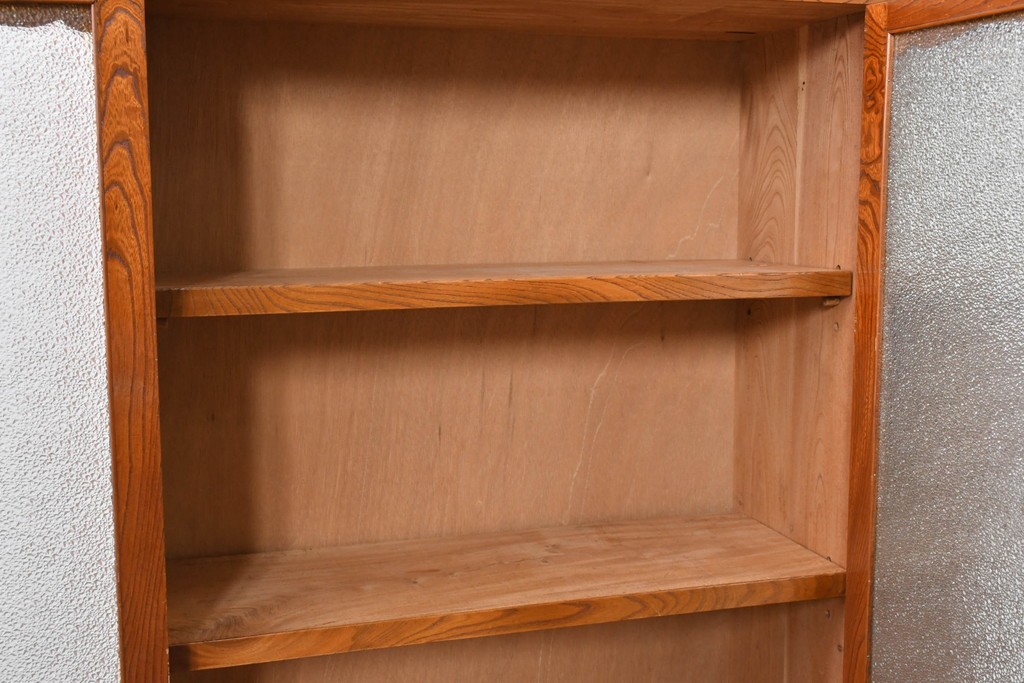 和製アンティーク　上手物!　高級品　欅(ケヤキ)材　パーケットリーが映えるモダンデザインが素敵な古い洋館の本箱　(R-087807)