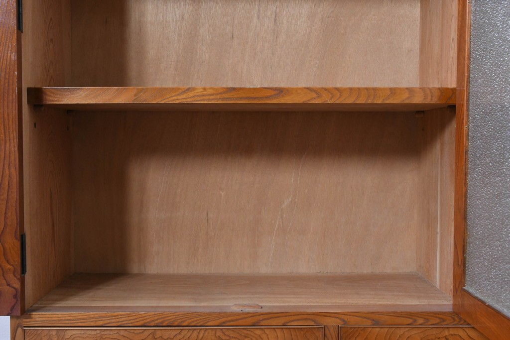 和製アンティーク　上手物!　高級品　欅(ケヤキ)材　パーケットリーが映えるモダンデザインが素敵な古い洋館の本箱　(R-087807)