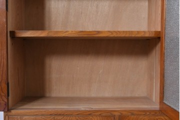 和製アンティーク　上手物!　高級品　欅(ケヤキ)材　パーケットリーが映えるモダンデザインが素敵な古い洋館の本箱　(R-087807)