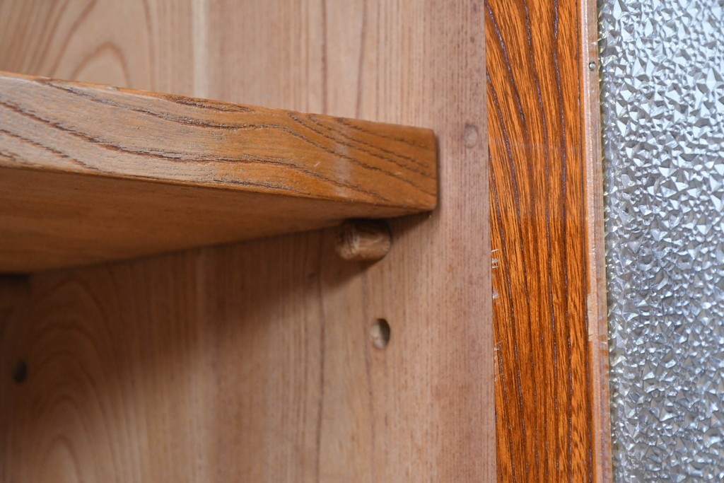 和製アンティーク　上手物!　高級品　欅(ケヤキ)材　パーケットリーが映えるモダンデザインが素敵な古い洋館の本箱　(R-087807)