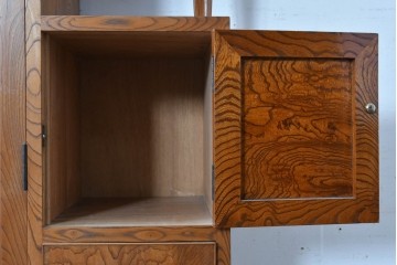 和製アンティーク　上手物!　高級品　欅(ケヤキ)材　パーケットリーが映えるモダンデザインが素敵な古い洋館の本箱　(R-087807)