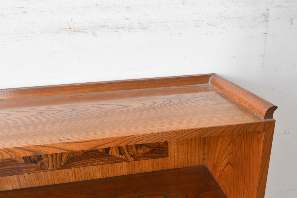 和製アンティーク　上手物!　高級品　欅(ケヤキ)材　パーケットリーが映えるモダンデザインが素敵な古い洋館の本箱　(R-087807)