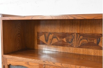 和製アンティーク　上手物!　高級品　欅(ケヤキ)材　パーケットリーが映えるモダンデザインが素敵な古い洋館の本箱　(R-087807)