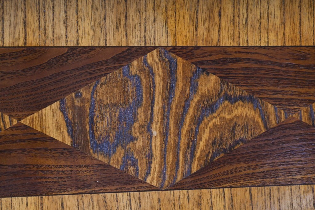 和製アンティーク　上手物!　高級品　欅(ケヤキ)材　パーケットリーが映えるモダンデザインが素敵な古い洋館の本箱　(R-087807)