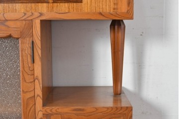 和製アンティーク　上手物!　高級品　欅(ケヤキ)材　パーケットリーが映えるモダンデザインが素敵な古い洋館の本箱　(R-087807)