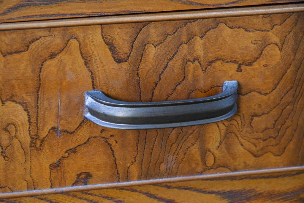 和製アンティーク　上手物!　高級品　欅(ケヤキ)材　パーケットリーが映えるモダンデザインが素敵な古い洋館の本箱　(R-087807)