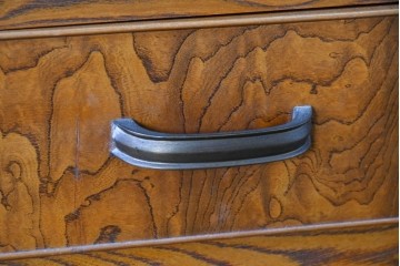 和製アンティーク　上手物!　高級品　欅(ケヤキ)材　パーケットリーが映えるモダンデザインが素敵な古い洋館の本箱　(R-087807)