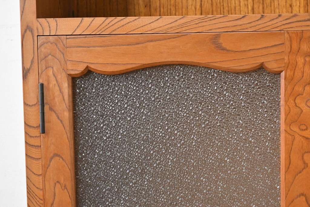 和製アンティーク　上手物!　高級品　欅(ケヤキ)材　パーケットリーが映えるモダンデザインが素敵な古い洋館の本箱　(R-087807)