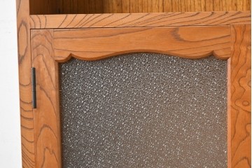 和製アンティーク　上手物!　高級品　欅(ケヤキ)材　パーケットリーが映えるモダンデザインが素敵な古い洋館の本箱　(R-087807)